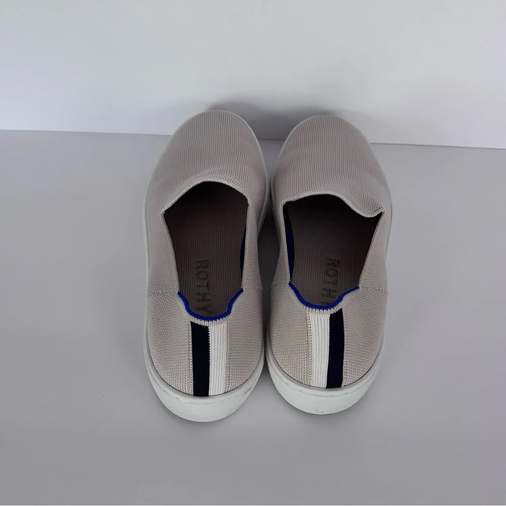 Rothy’s The Original Slip-On Sneaker | 8.5 | Sand w/signature blue stripes - Picture 7 of 9